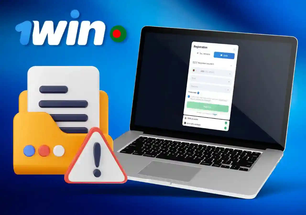 1win registration form interface for Bangladesh players showing signup options