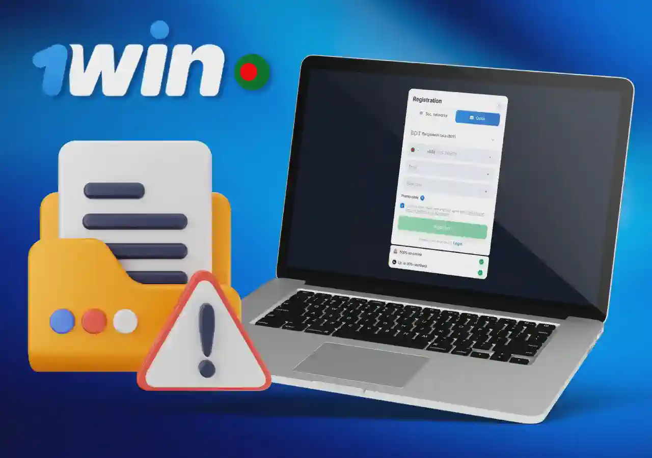 1win registration form interface for Bangladesh players showing signup options