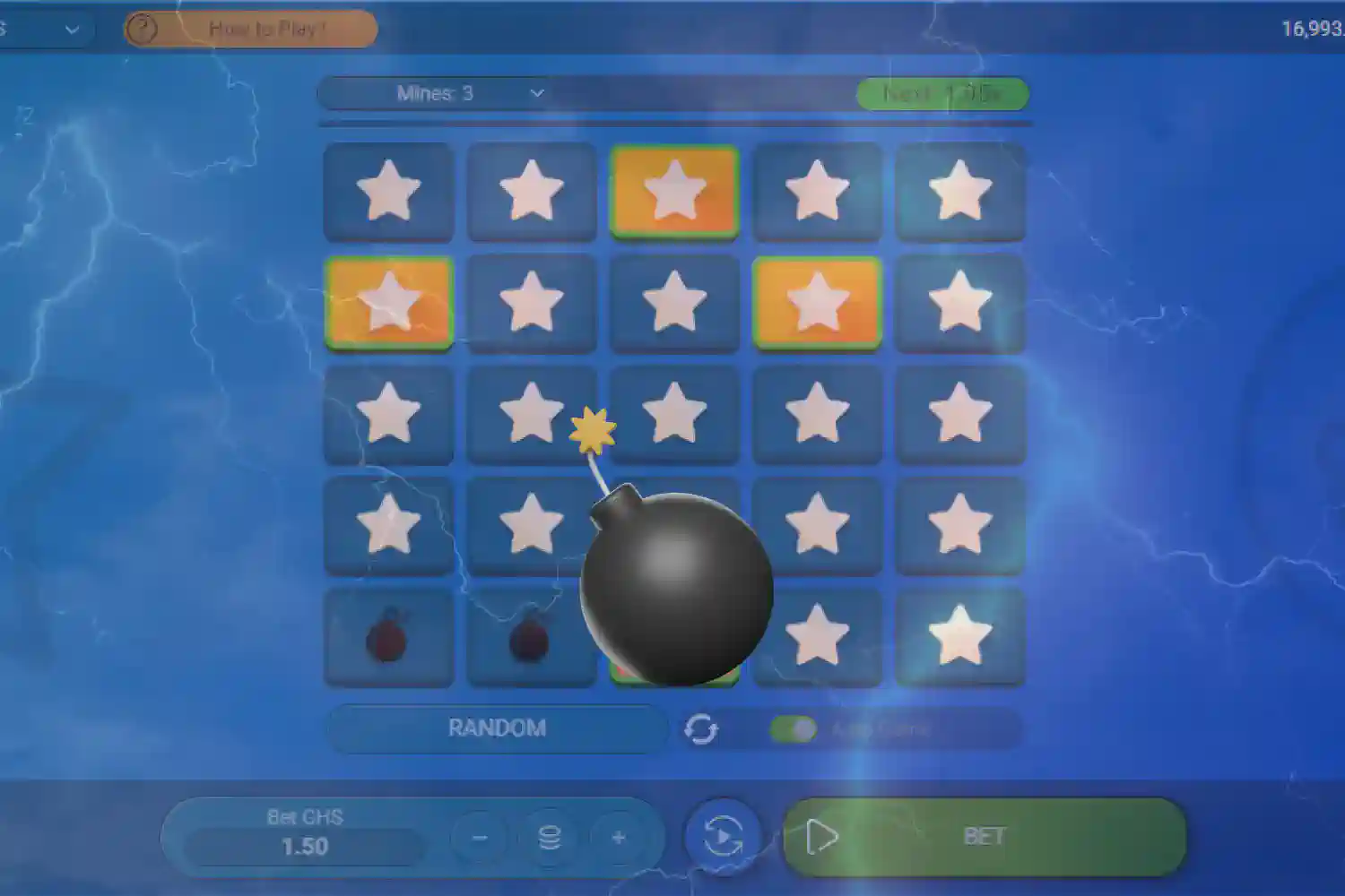 1win Mines autoplay function and game settings panel for Bangladesh users